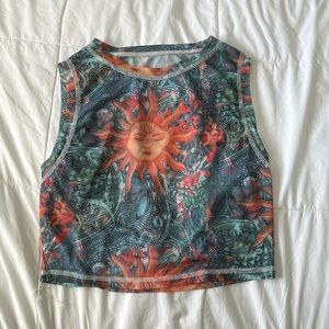 SHEIN Sun Print Mesh Tank Top